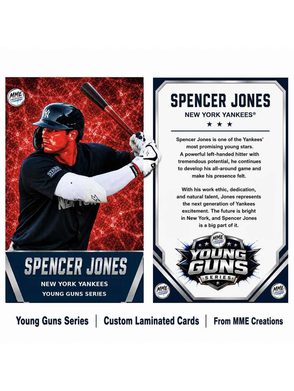 4235 Spencer Jones | Young Guns | Laminated Custom Baseball Card | Red Ice